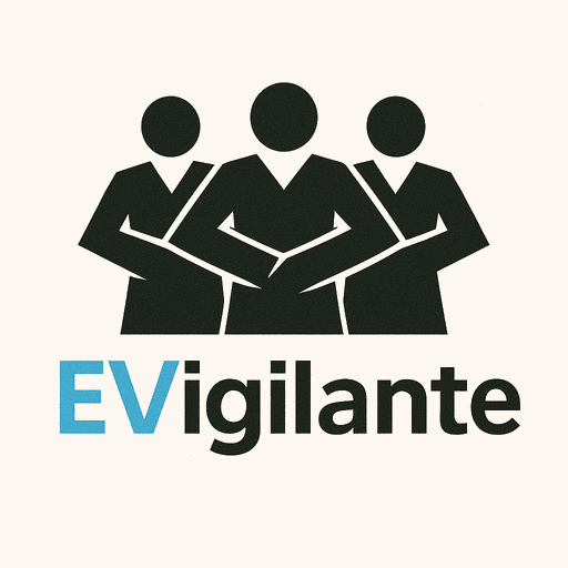 EVigilante logo: three people standing together, arms linked